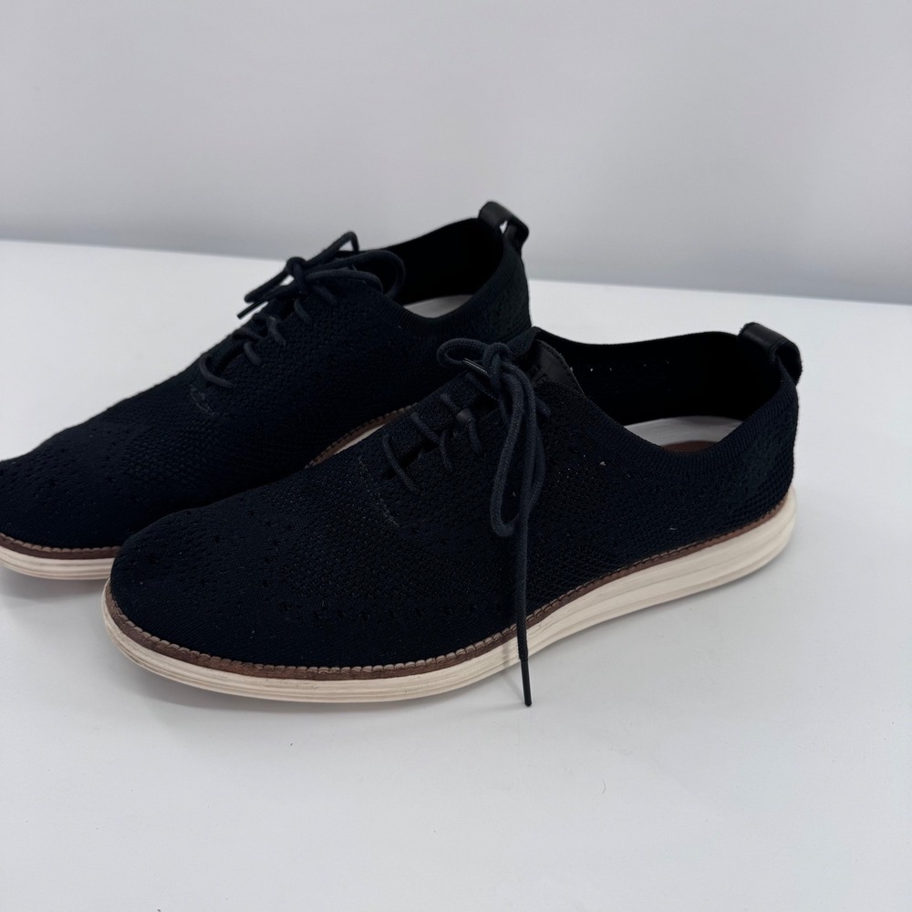 Cole Haan Black Knit Oxford Shoes with Cream Sole